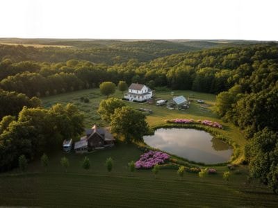 Aerial view of the 5-acre homestead property