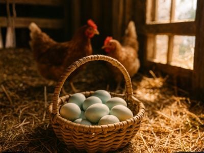 Pasture-raised chickens and fresh eggs